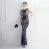 Positioning flower bead piece beading sexy party dinner ceremony concert long dress
