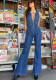 Women's Summer Slim Fit Fashion Low Back Retro High Waist Denim Jumpsuit