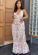 Sleeveless V-neck Low Back Printed Slim Dress Versatile Women's Strap Dress
