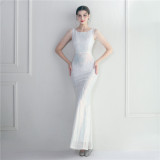 Positioning flower bead piece beading sexy party dinner ceremony concert long dress