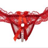 Lace Open Crotch Thong Massage Pearl Sexy Panties Plus Size