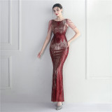 Positioning flower bead piece beading sexy party dinner ceremony concert long dress