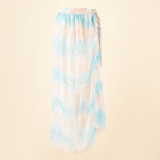 Summer Leopard Beach Holidays Chiffon Print Tie Dye Lace-Up Beach cover-up