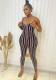 Summer Fashion Slim Versatile Suspender Contrast Color Jumpsuit