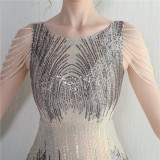 Positioning flower bead piece beading sexy party dinner ceremony concert long dress