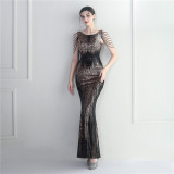 Positioning flower bead piece beading sexy party dinner ceremony concert long dress