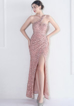 Velvet Sequin Magic Multi-Color One Shoulder Party Wedding Dinner Mermaid Long Evening Gown Velvet Sequin Magic Multi-Color One Shoulder Party Wedding Dinner Mermaid Long Evening Gown