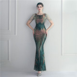 Positioning flower bead piece beading sexy party dinner ceremony concert long dress