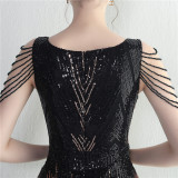 Positioning flower bead piece beading sexy party dinner ceremony concert long dress