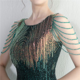 Positioning flower bead piece beading sexy party dinner ceremony concert long dress