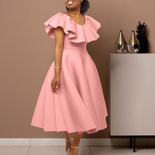 Women's Summer Fashion Chic Ruffle Formal Party Gown Dress
