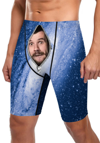 mens custom face swimwear Personalized print boxer swim trunks