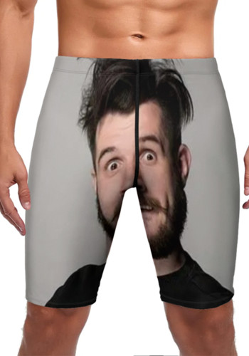 mens custom face swimwear Personalized print boxer swim trunks