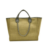 Trendy Large Capacity Portable Shoulder Messenger Chain Tote Bag
