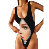 Women's Sexy custom bathing suits with face High Waist Backless one piece customizable swimsuits