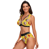 sexy v-neck high waist custom made bikini women's Personalized face print two piece customizable swim suits