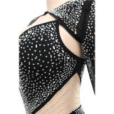 Women's Fashion Solid Color Mesh Beaded Long Sleeve Dress