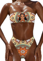 women's sexy face print strapless customized swimwear two piece custom picture swimsuit women's sexy face print strapless customized swimwear two piece custom picture swimsuit