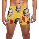 Face custom swimwear Men's boxer swim trunks with picture