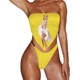 Women's strapless custom swimsuits with pictures sexy two piece face print customized swimwear