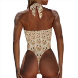Women's customized Picture printed bathing suit Sexy High Waist Halter custom swimsuits
