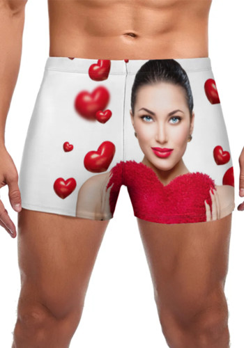 Men's custom swimsuit face printing boxer swim trunks