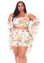 Women's Plus Size Loose Summer Sexy Fashion Casual Three-Piece shorts set Women's Plus Size Loose Summer Sexy Fashion Casual Three-Piece shorts set