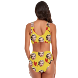 sexy v-neck high waist custom made bikini women's Personalized face print two piece customizable swim suits
