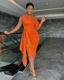 Chic One Shoulder Slim Pencil dress Chic Evening Gown Dress