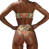 women's sexy face print strapless customized swimwear two piece custom picture swimsuit