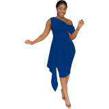 Chic One Shoulder Slim Pencil dress Chic Evening Gown Dress