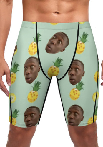 mens custom face swimwear Personalized print boxer swim trunks