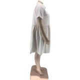 Women's Single Breasted Plus Size Linen Dress