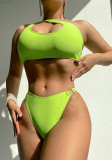 Women Sexy Solid Color Bikini One Shoulder Swimwear