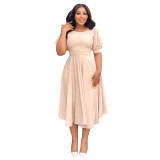 Chic Puff Sleeve Slim Waist Cutout Maxi Summer Dress