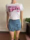 Women's Low Rise Patchwork Slim Fit Stretch Irregular Denim Shorts