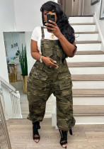 Casual Women's Loose Camo Cargo Jumpsuit Overalls