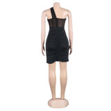 Sexy Slim Beaded Slash Shoulder Bodycon Dress