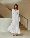 knitting dress Casual Slim Waist V-neck Wide Ribbed Slim Fit long dress