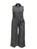 Floral Long Plus Size Jumpsuit with Pockets