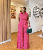 Floral Long Plus Size Jumpsuit with Pockets