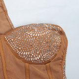 Sexy Slim Beaded Slash Shoulder Bodycon Dress