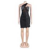 Sexy Slim Beaded Slash Shoulder Bodycon Dress