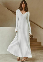 knitting dress Casual Slim Waist V-neck Wide Ribbed Slim Fit long dress knitting dress Casual Slim Waist V-neck Wide Ribbed Slim Fit long dress