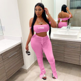 Custom Logo Sexy Off Shoulder Two-Piece Women's Customized Printing Two Piece Pants Set