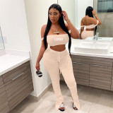 Custom Logo Sexy Off Shoulder Two-Piece Women's Customized Printing Two Piece Pants Set