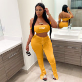 Custom Logo Sexy Off Shoulder Two-Piece Women's Customized Printing Two Piece Pants Set
