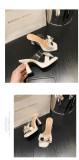 Women's Shoes Metal Decorative Bow High Heel Platform Sandals And Slippers