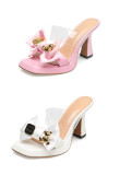 Women's Shoes Metal Decorative Bow High Heel Platform Sandals And Slippers