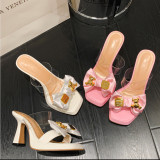 Women's Shoes Metal Decorative Bow High Heel Platform Sandals And Slippers
